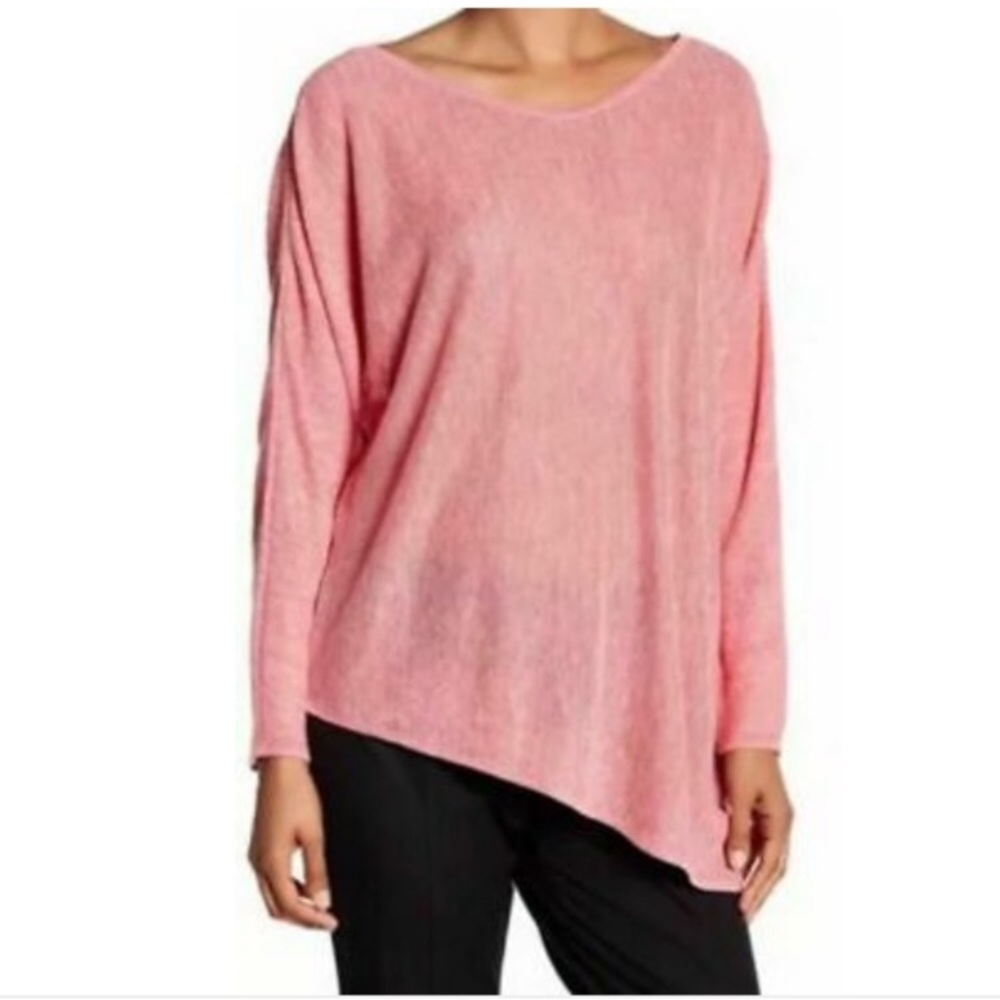 Eileen Fisher Opal Pink Lightweight Linen Sweater NWT Sz L